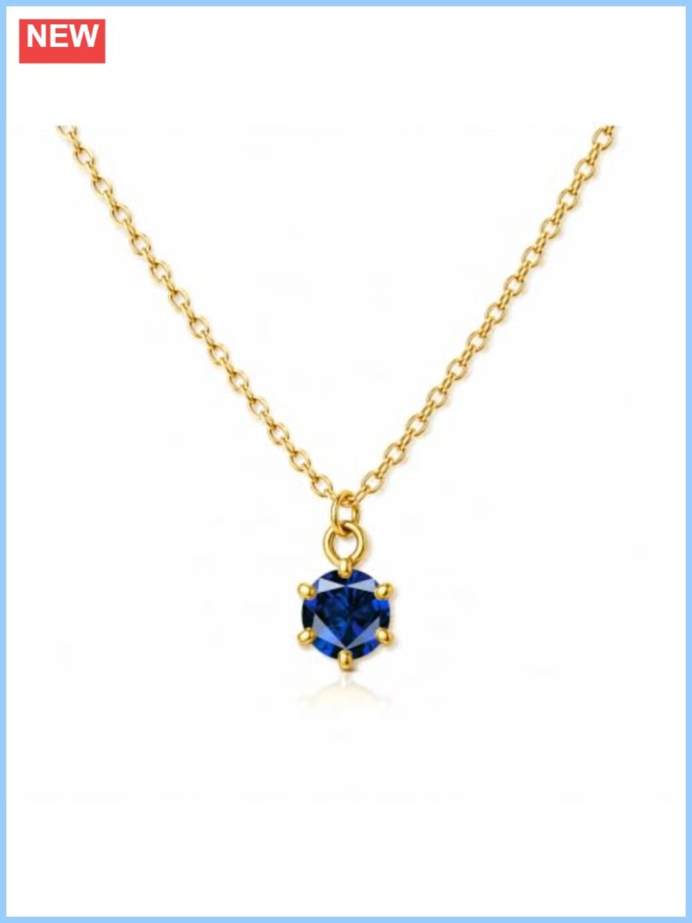 7.5mm Cubic Zirconia Pendant Necklace 18K Gold Plated Solitaire